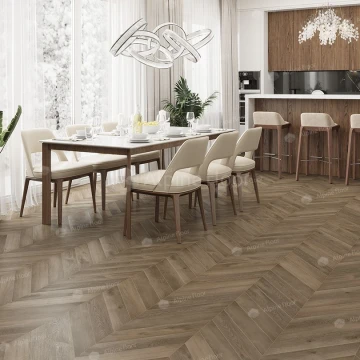 Каменно-полимерная плитка Alpine Floor Chevron Дуб Насыщенный Eco 18-4