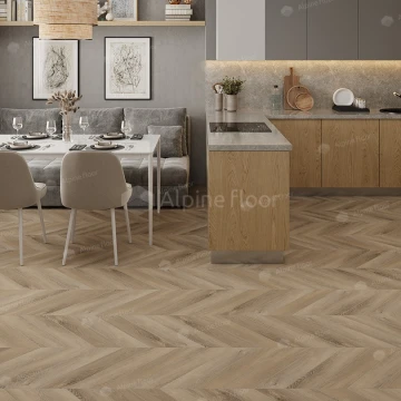 Каменно-полимерная плитка Alpine Floor Chevron Дуб Синистра Eco 18-6